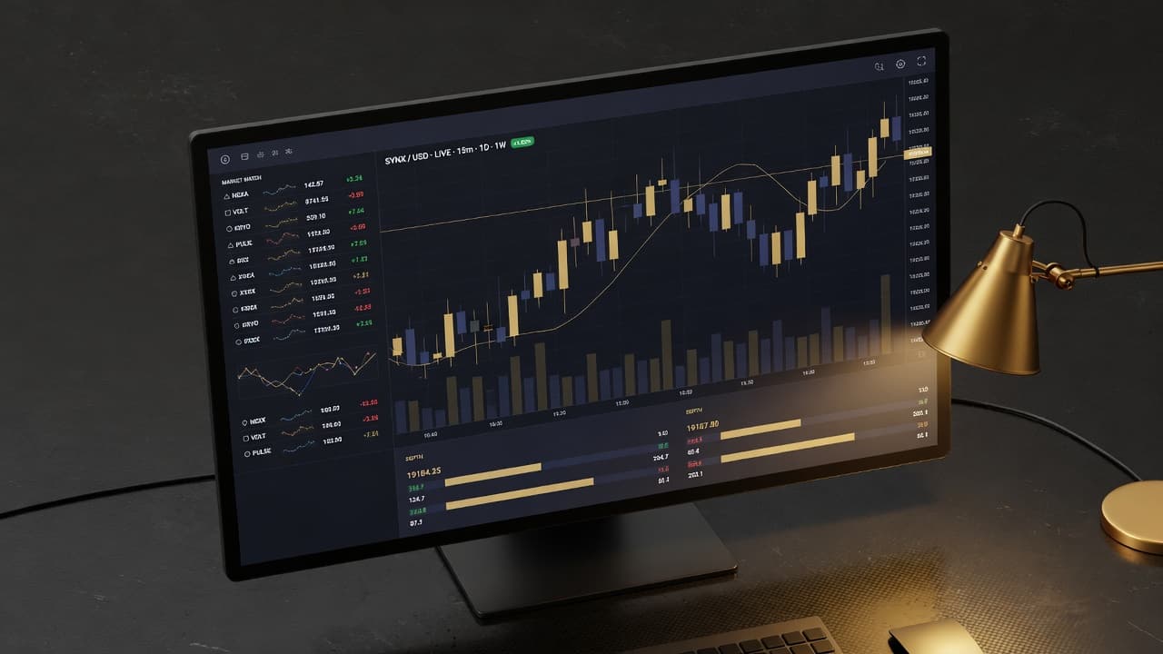 A laptop displaying the Meridian Capital WebTrader running in a browser